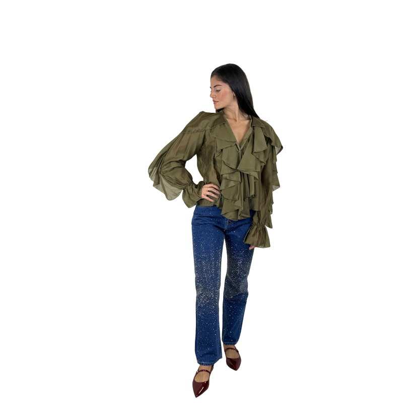 NEVE: camicia donna con volant e scollo a V | Vicine a ME