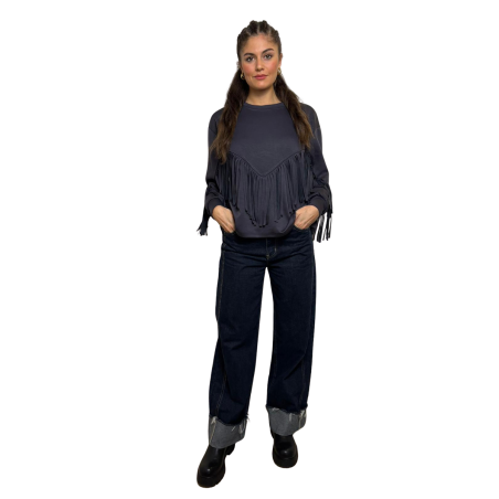 LIORA: Felpa in scuba con frange sul davanti