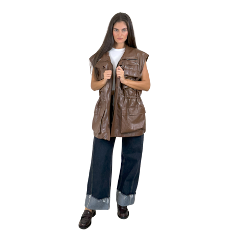 TICHE: gilet in ecopelle con tasche e zip | Vicine a ME