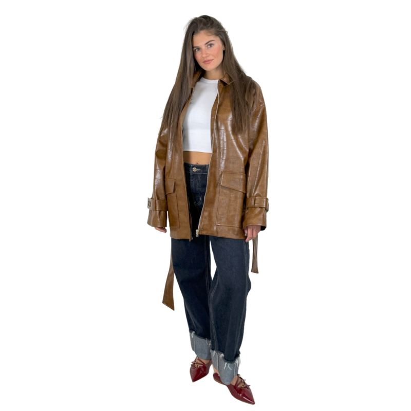VICTORIA: trench corto in ecopelle con cintura | Vicine a ME
