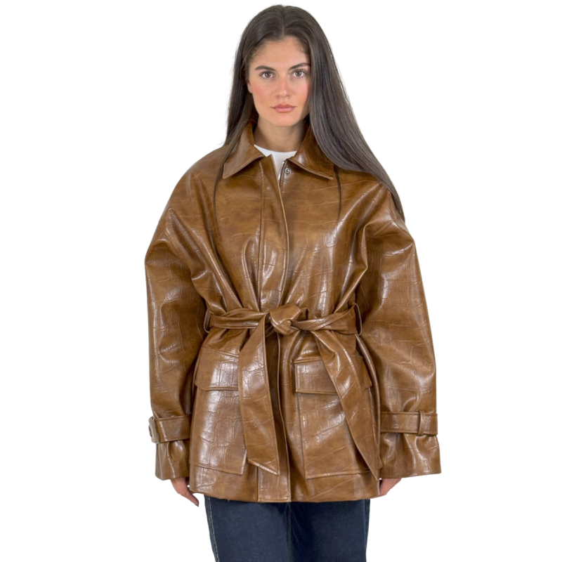 VICTORIA: trench corto in ecopelle con cintura | Vicine a ME