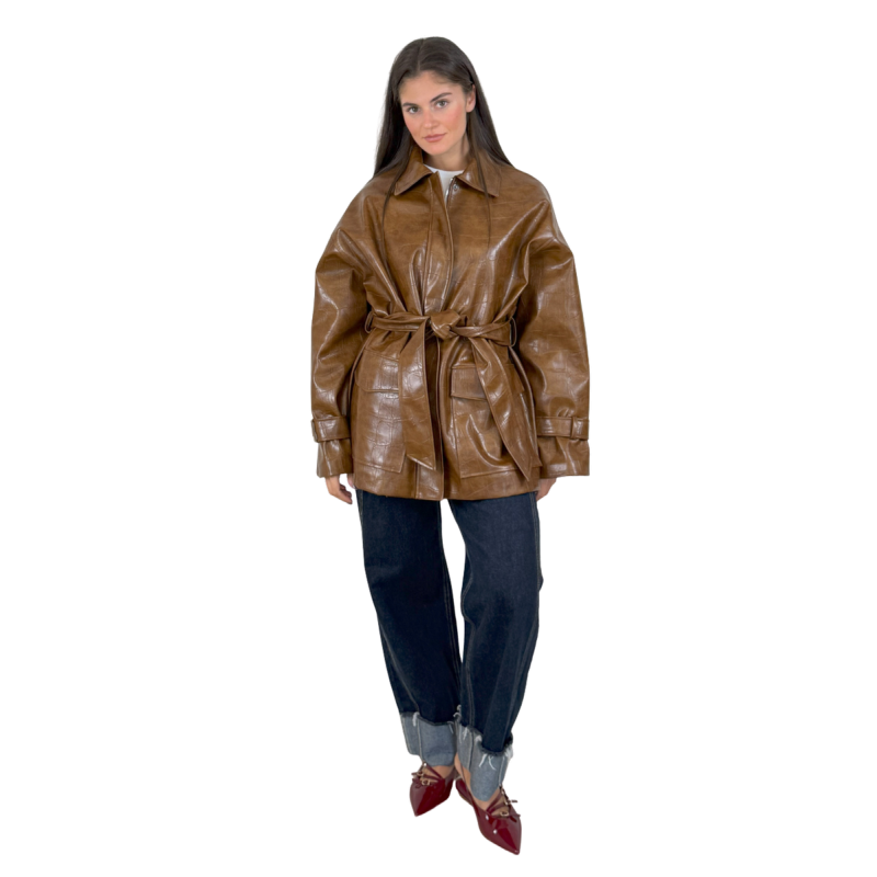 VICTORIA: trench corto in ecopelle con cintura | Vicine a ME
