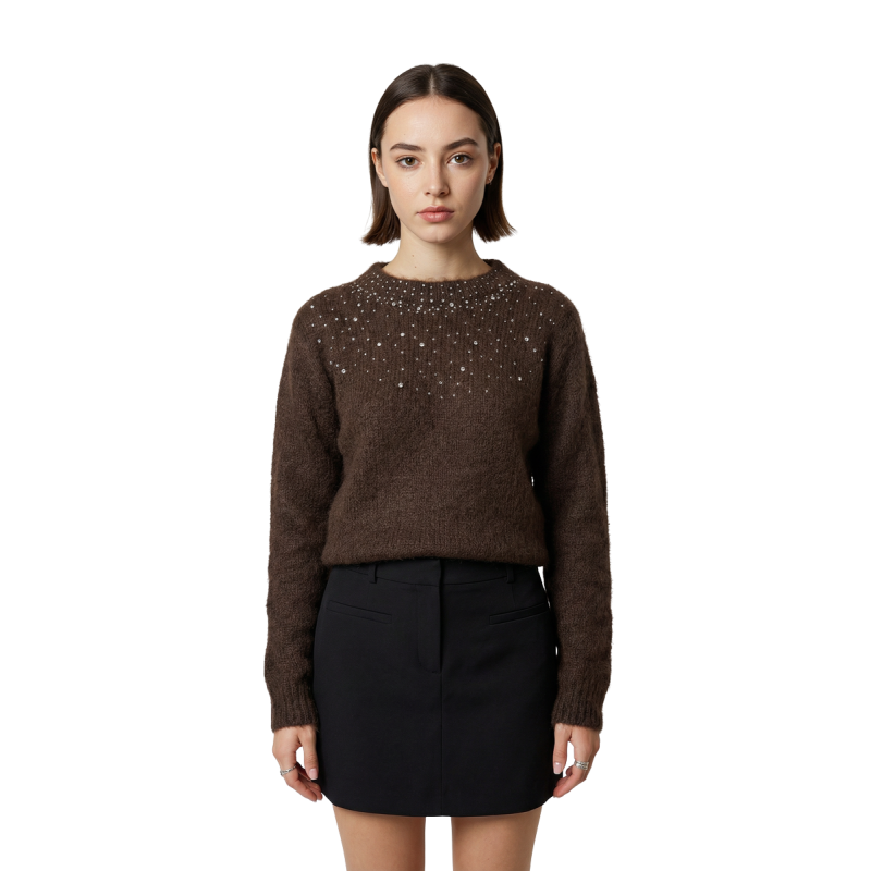 CRISTINA: maglione strass girocollo