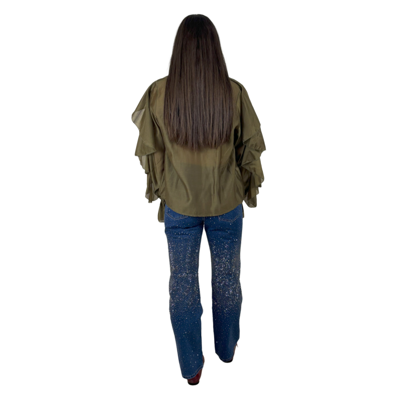 NEVE: camicia donna con volant e scollo a V | Vicine a ME