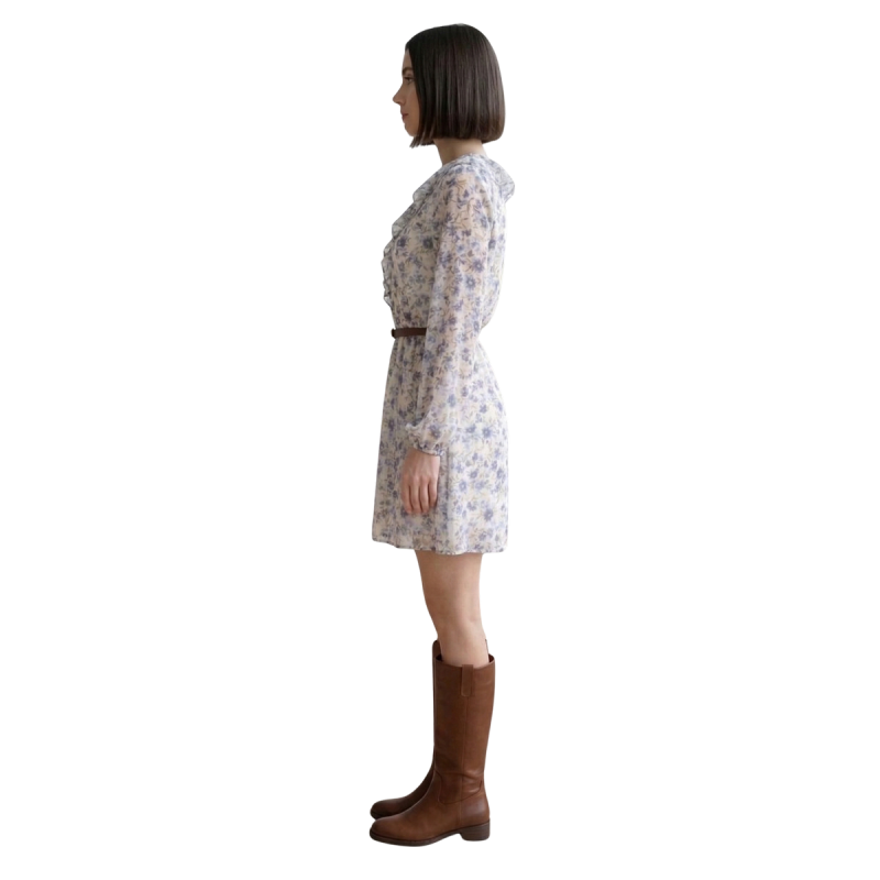 SABINA: abito floreale in georgette con volant | Vicine a ME