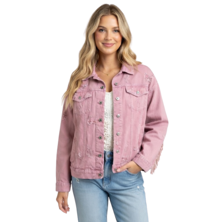 COSTANZA: giacca denim con ricami e frange | Vicine a ME