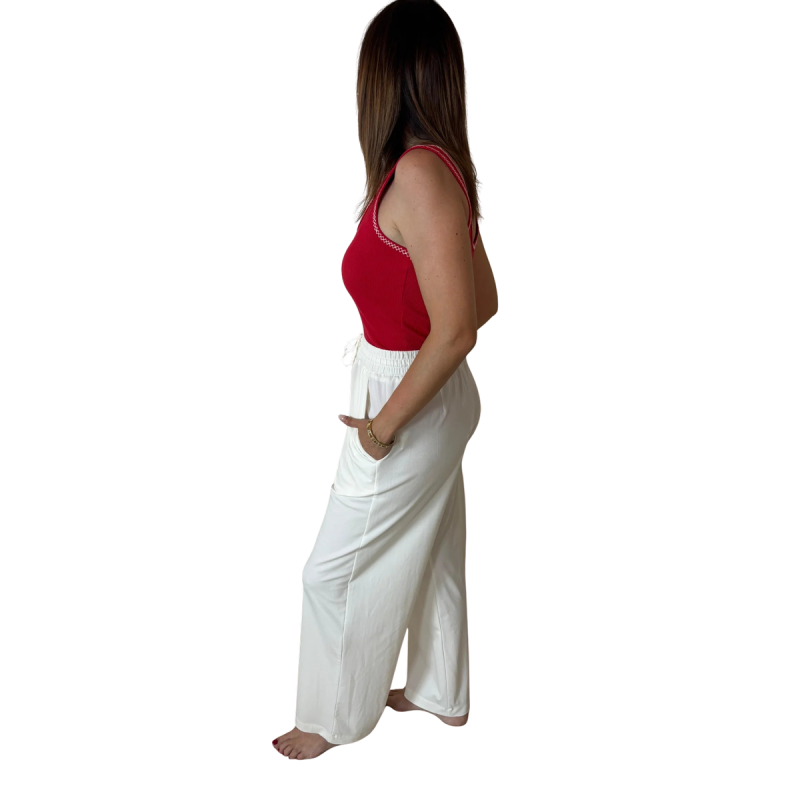 ANGELA: pantalone a gamba larga con tasche, fit morbido e vita alta con laccio | Vicine a ME