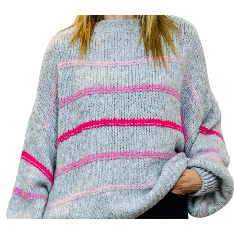 VIOLA: maglione a righe girocollo donna | Vicine a ME