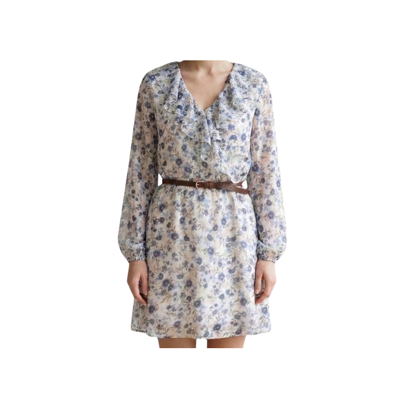 SABINA: abito floreale in georgette con volant | Vicine a ME