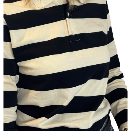 KIMBERLY: maglia polo donna a righe maniche lunghe | Vicine a ME