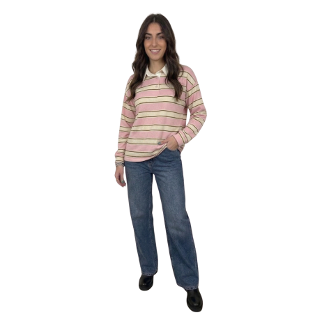 HELENA: maglia polo donna a righe maniche lunghe | Vicine a ME