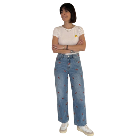LIMONE: t-shirt donna cotone con ricamo limone | Vicine a ME