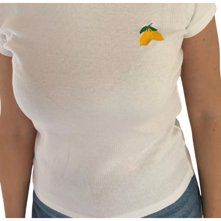 LIMONE: t-shirt donna cotone con ricamo limone | Vicine a ME