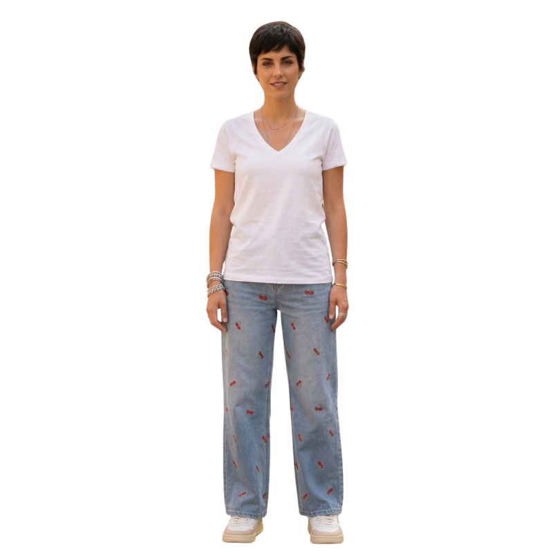 TECLA: t-shirt donna scollo V in cotone | Vicine a ME