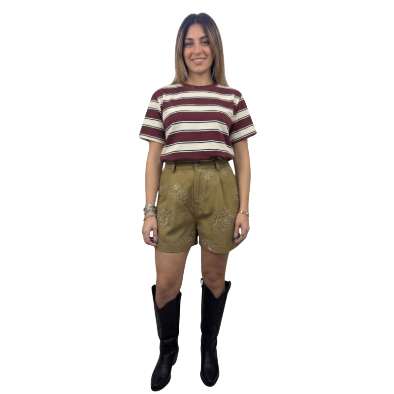 CELINE: shorts donna cotone con ricami floreali | Vicine a ME