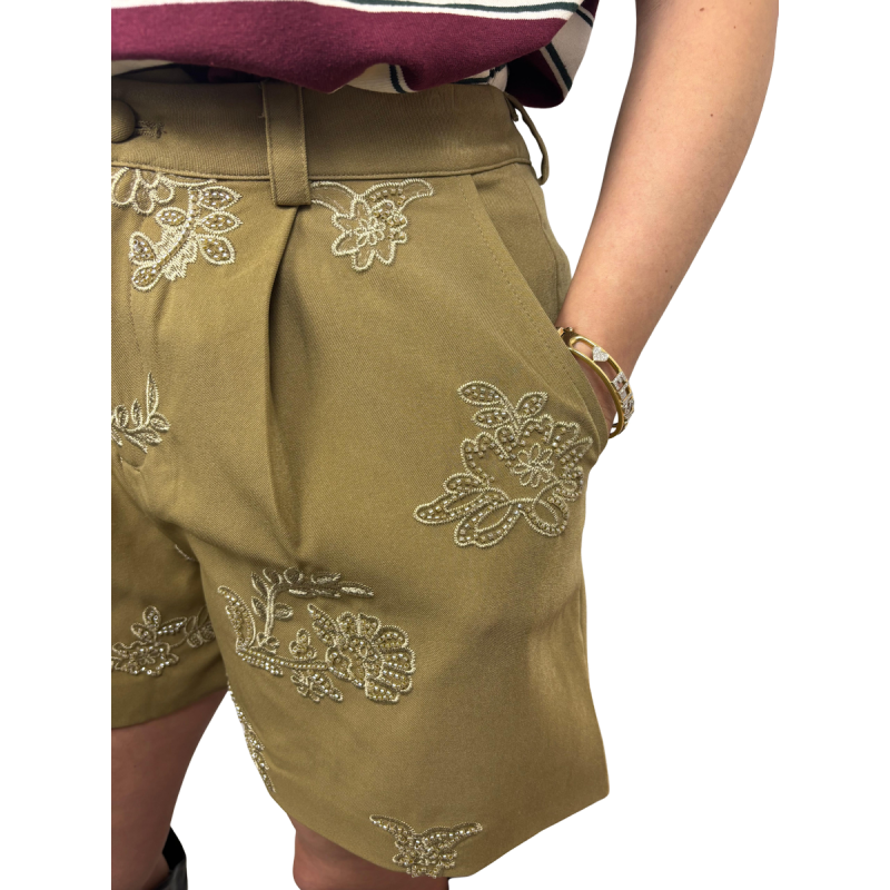CELINE: shorts donna cotone con ricami floreali | Vicine a ME