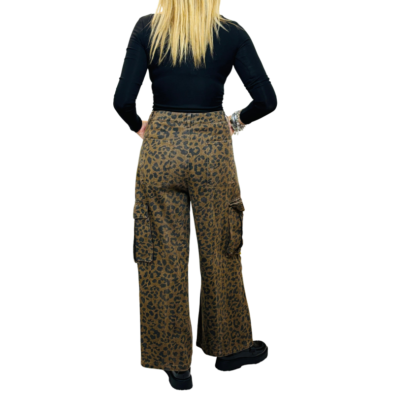 ALESSIA: jeans cargo donna maculato vita alta | Vicine a ME
