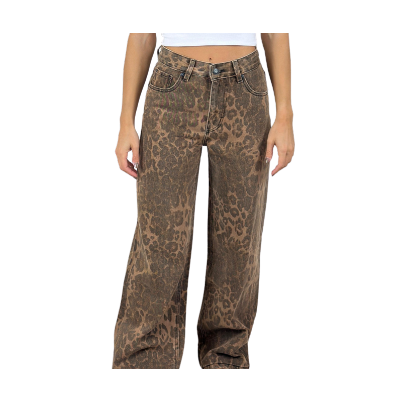DEMETRA: jeans wide leg donna leopardati vita alta | Vicine a ME