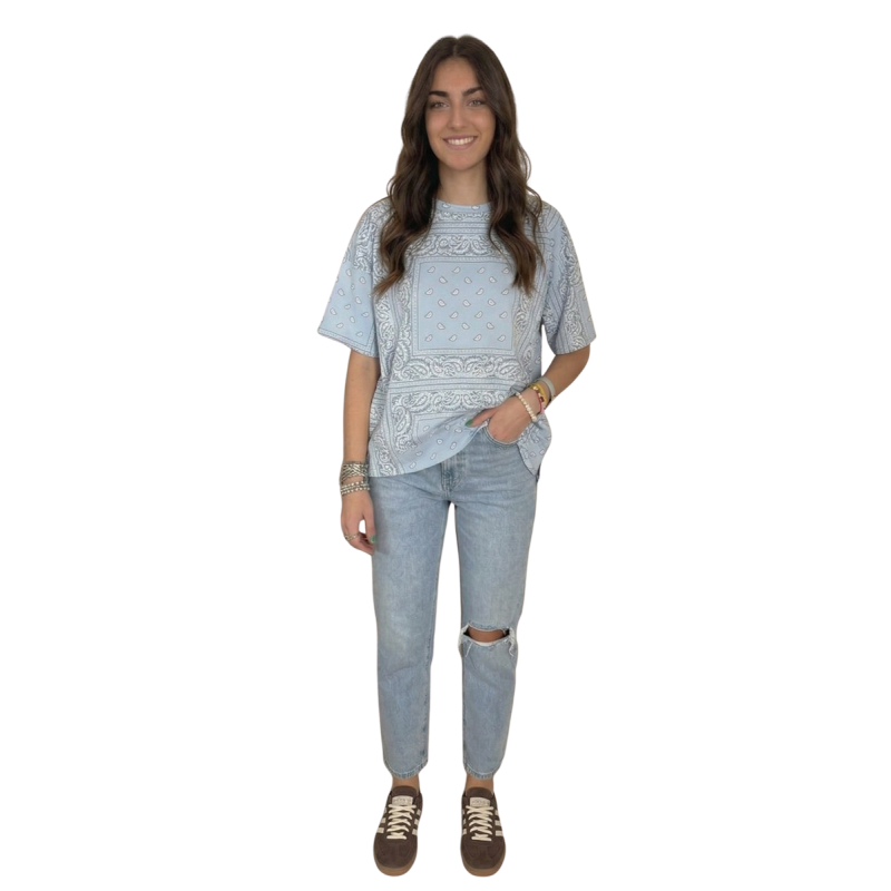 MILLI: felpa donna cotone motivo bandana maniche corte | Vicine a ME