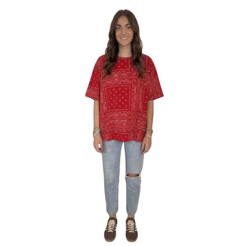 MILLI: felpa donna cotone motivo bandana maniche corte | Vicine a ME