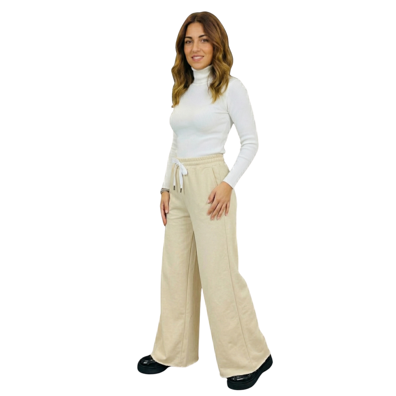 ANDREA: pantalone jogger donna cotone gamba larga | Vicine a ME