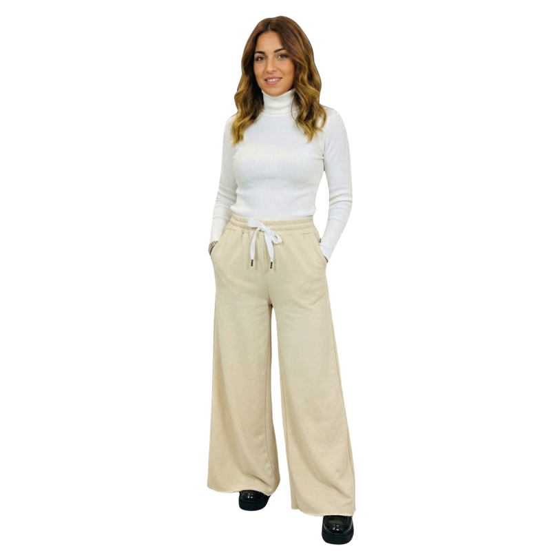 ANDREA: pantalone jogger donna cotone gamba larga | Vicine a ME