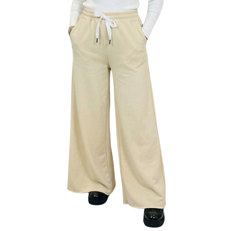 ANDREA: pantalone jogger donna cotone gamba larga | Vicine a ME