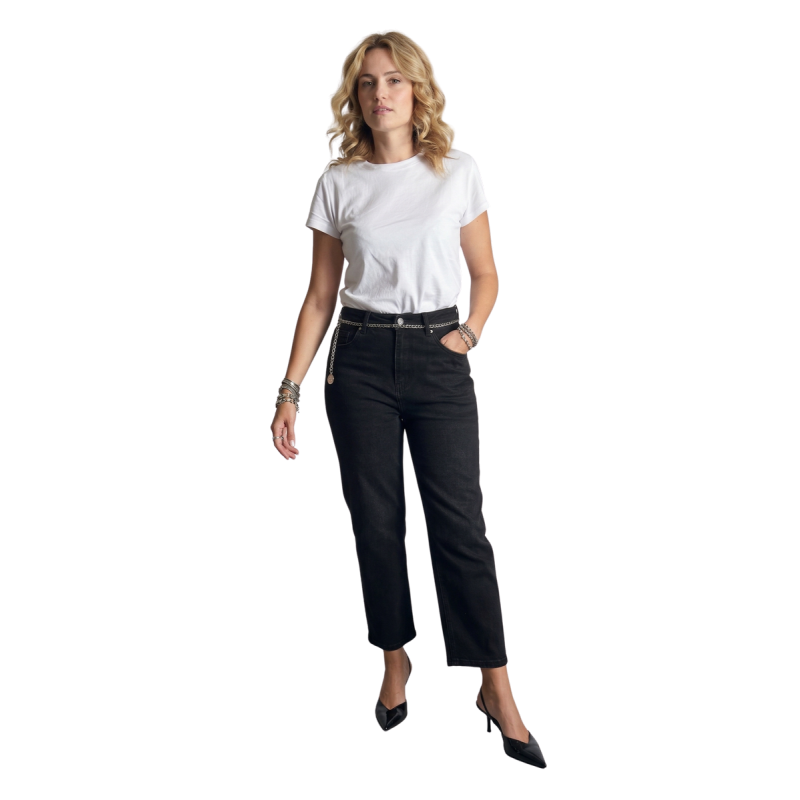 GIORGIA: jeans boyfriend donna neri elasticizzati | Vicine a ME