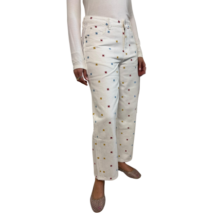 LIVIA: jeans mom fit donna in cotone stampa | Vicine a ME