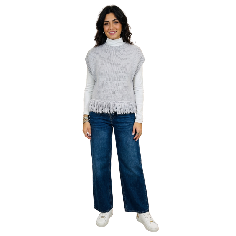 EVA: maglione smanicato donna con frange | Vicine a ME