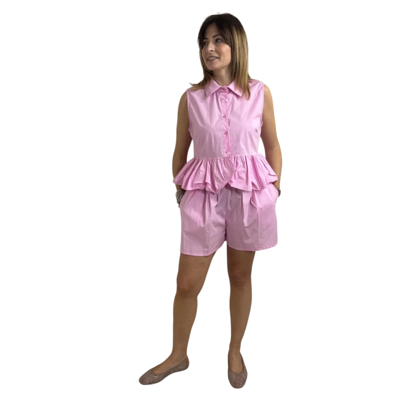 CAMELIA: camicia cropped con balza in cotone | Vicine a ME