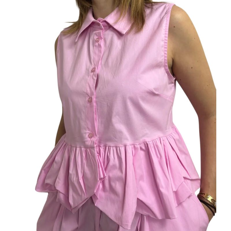 CAMELIA: camicia cropped con balza in cotone | Vicine a ME