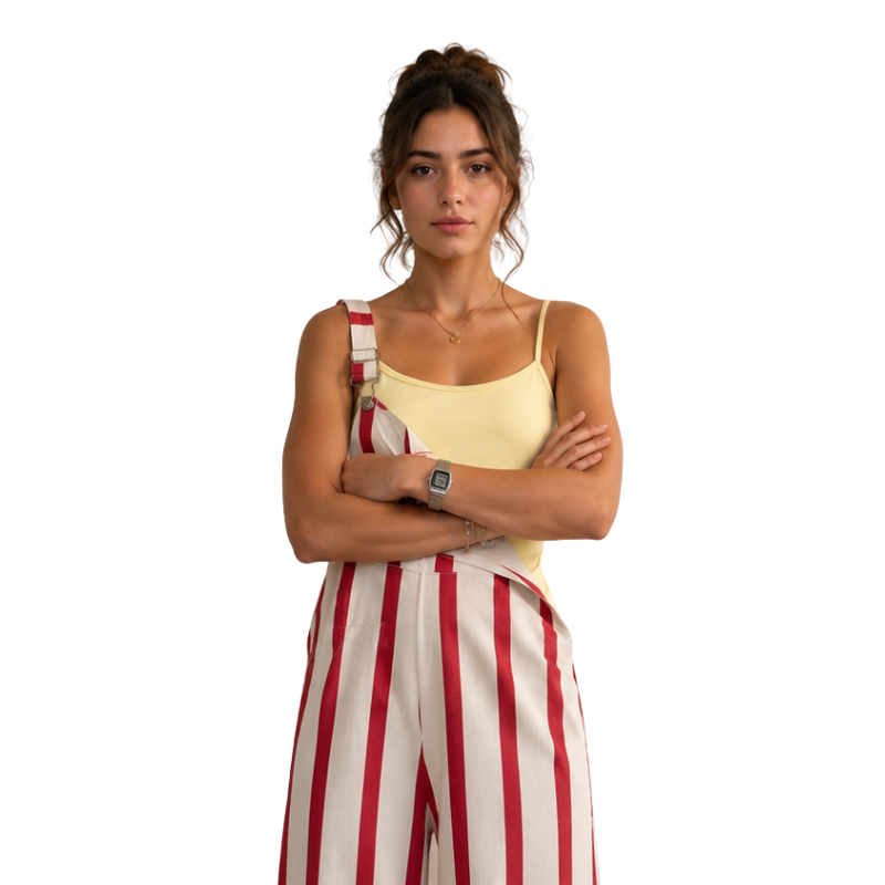 NUNZIA: salopette a righe donna | Vicine a ME