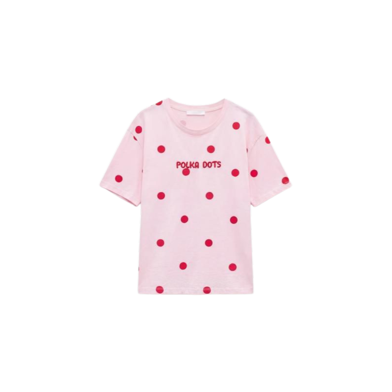 FIAMMETTA: T-shirt pois in cotone con ricamo in rilievo