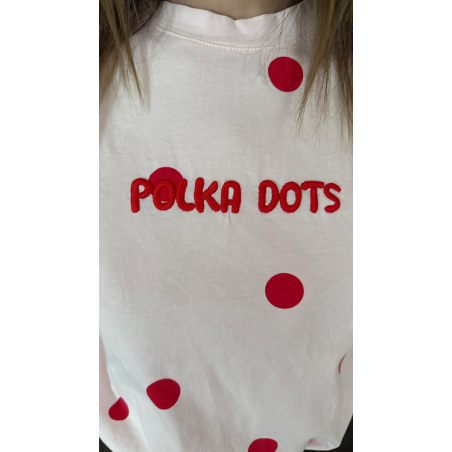 FIAMMETTA: T-shirt pois in cotone con ricamo in rilievo