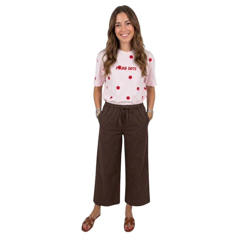 FIAMMETTA: T-shirt pois in cotone con ricamo in rilievo