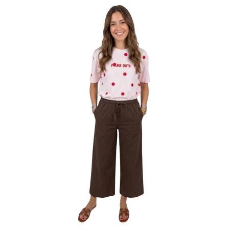 FIAMMETTA: T-shirt pois in cotone con ricamo in rilievo