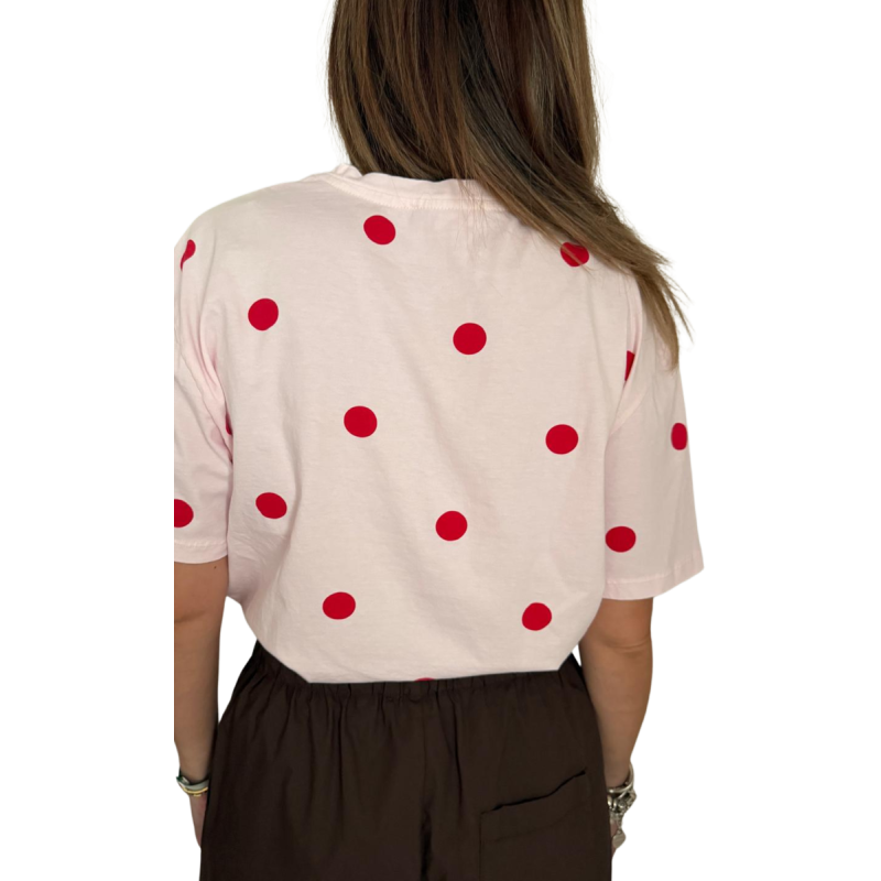 FIAMMETTA: T-shirt pois in cotone con ricamo in rilievo