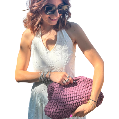VERA: Borsa clutch intrecciata in cotone Made in Italy