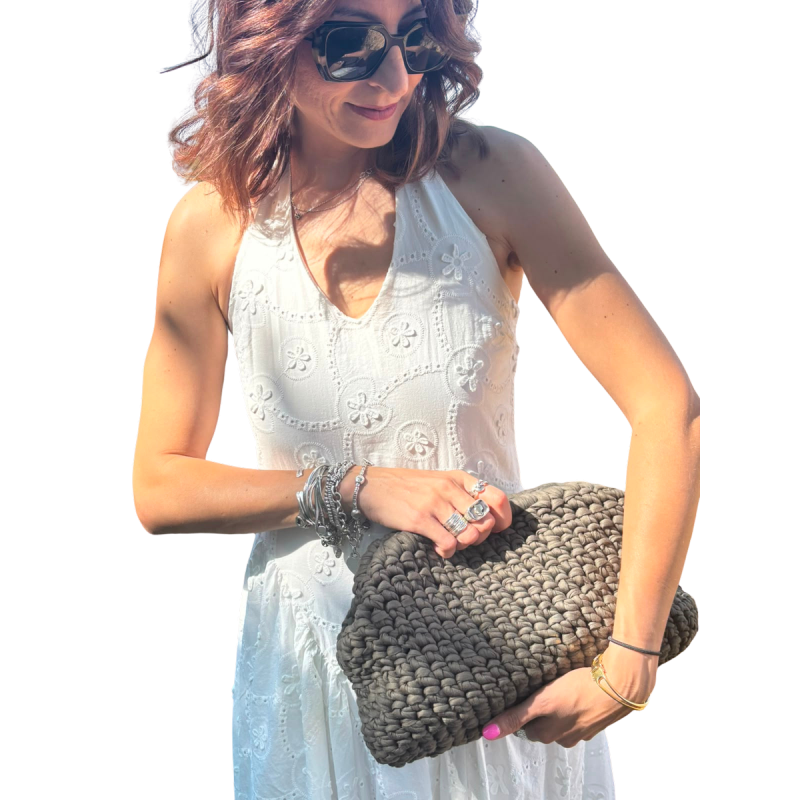 VERA: Borsa clutch intrecciata in cotone Made in Italy