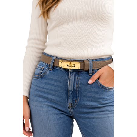 CLIZIA: cintura in vera pelle con clip oro | Vicine a ME